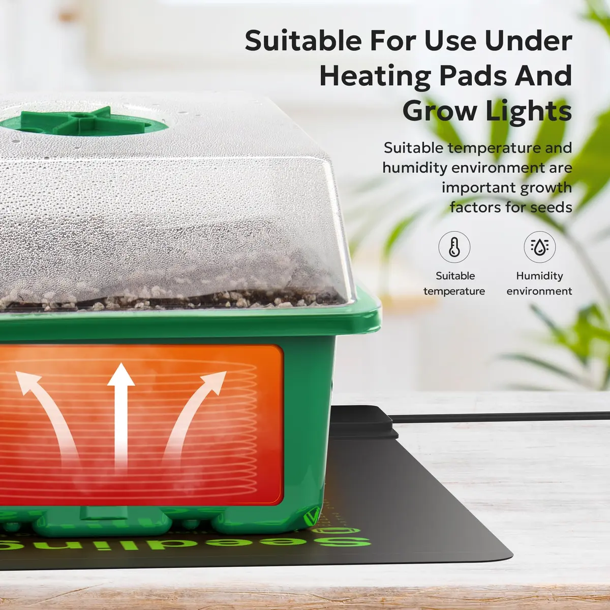 MIXC 10 Pack Seed Starter Tray with Humidity Dome, 120 Cells | Reusable Green Planter Kit - view 2