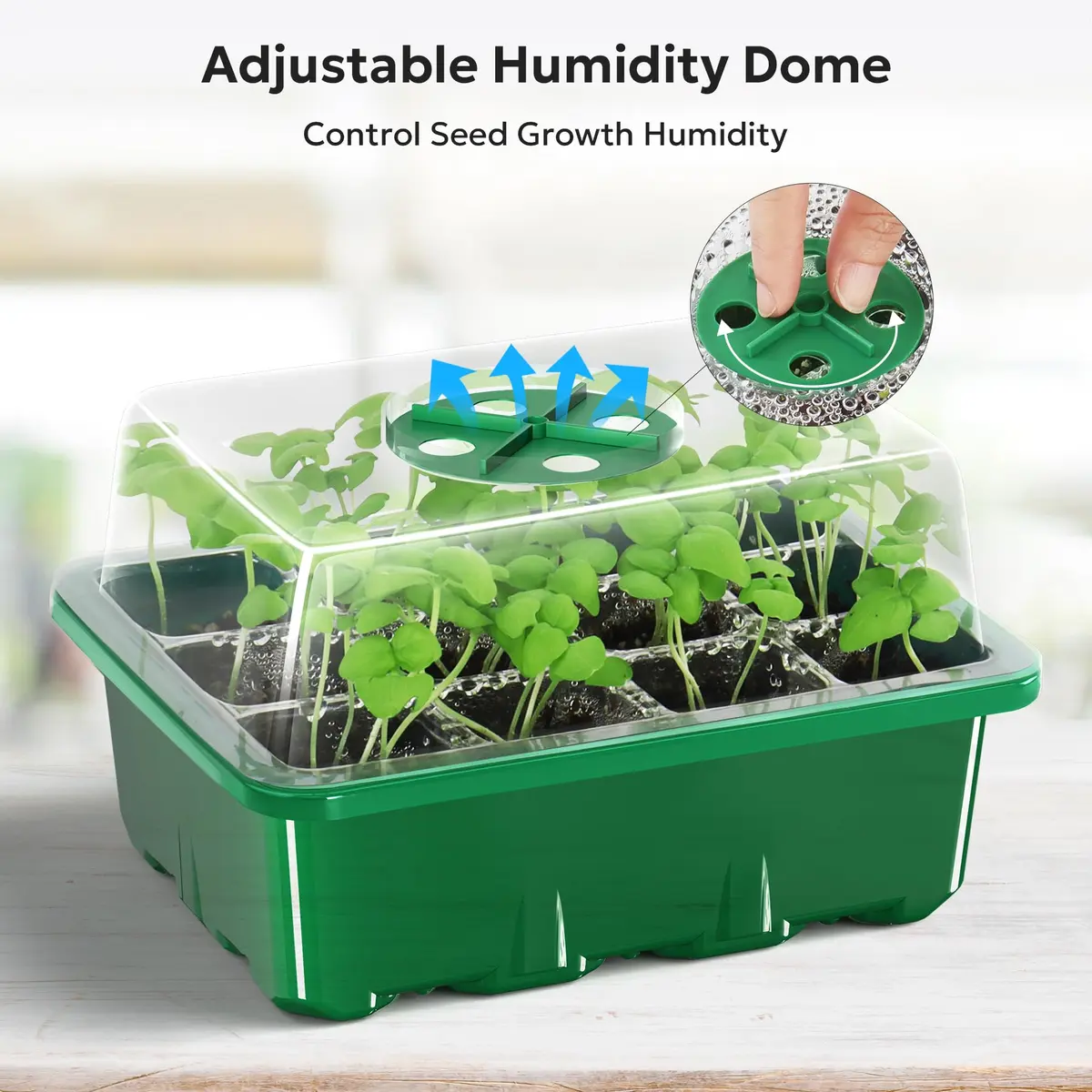 MIXC 10 Pack Seed Starter Tray with Humidity Dome, 120 Cells | Reusable Green Planter Kit - view 3
