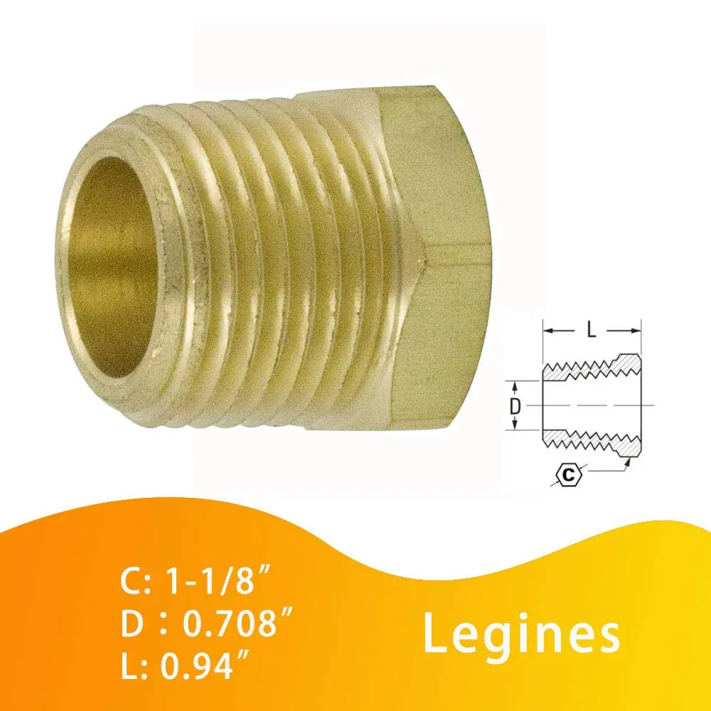 Legines NPT Bushing 3/4" Male x 3/8" Female | Brass Pipe Fitting for High-Pressure Use - view 4