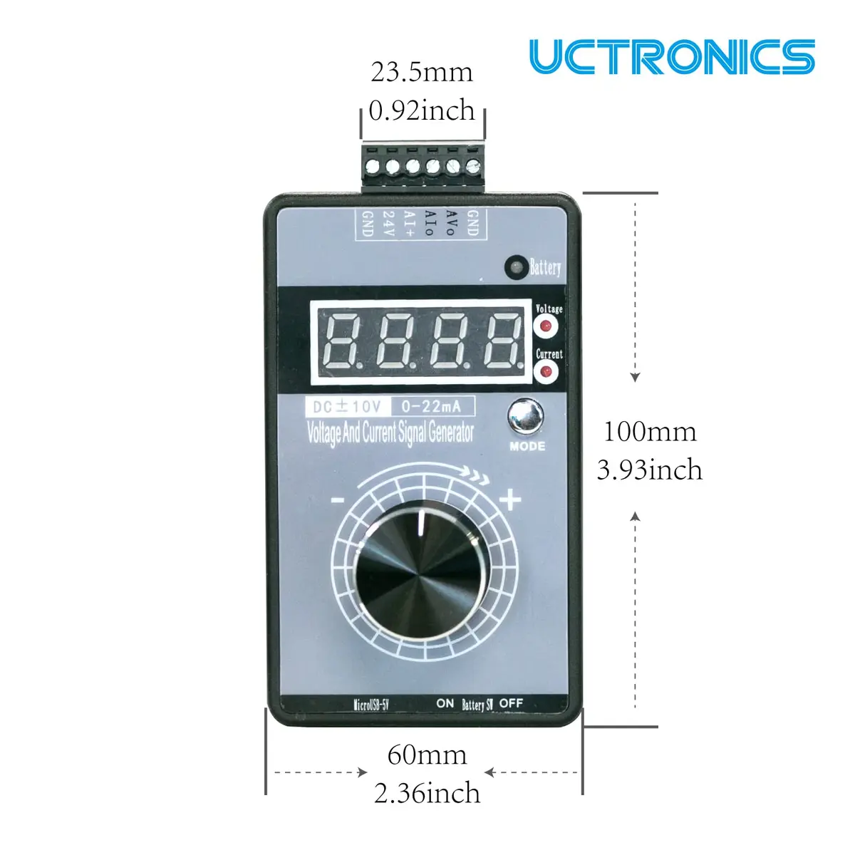 UCTRONICS DC ±10V 0/4-20mA Current Voltage Signal Generator 100mm (3.94") | Analog Simulator for PLC Debugging - view 2
