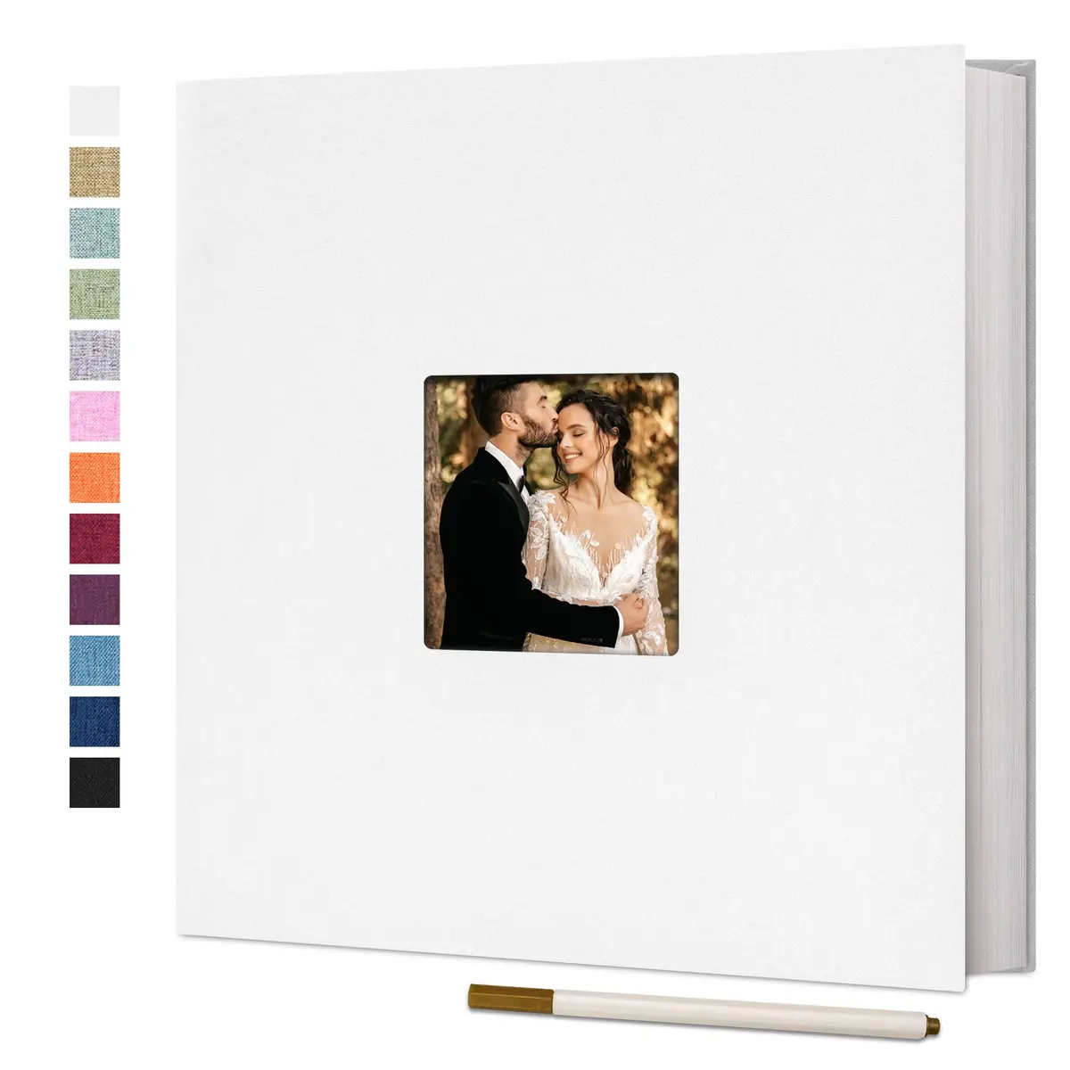 Vienrose Self Adhesive Photo Album 11"x10.6" | Linen Scrapbook for 4x6 & 8x10 Photos, 40 Pages - main product image