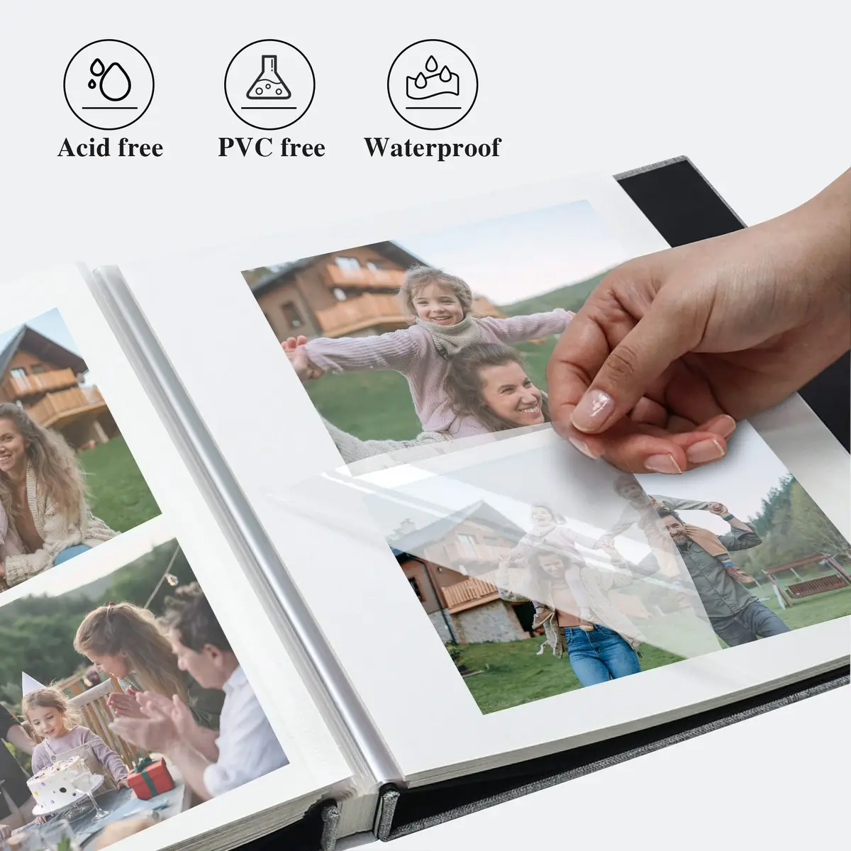 Vienrose Self Adhesive Photo Album 11"x10.6" | Linen Scrapbook for 4x6 & 8x10 Photos, 40 Pages - view 4