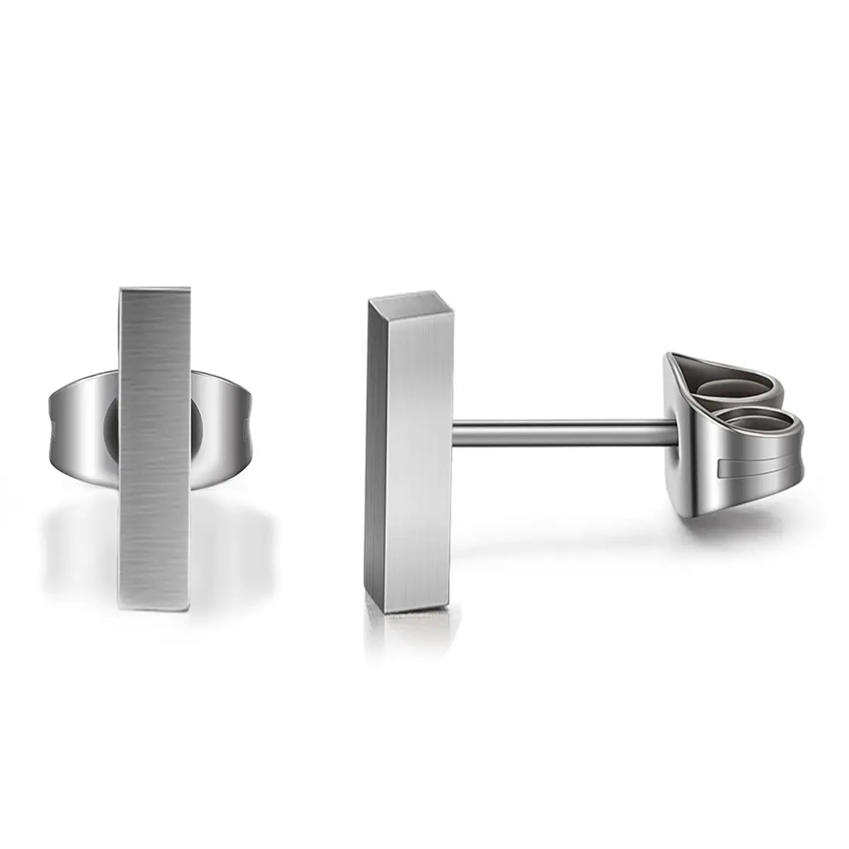 TGNEL Titanium Rectangle Bar Stud Earrings for Men & Women | 10mm (0.39in) - main product image