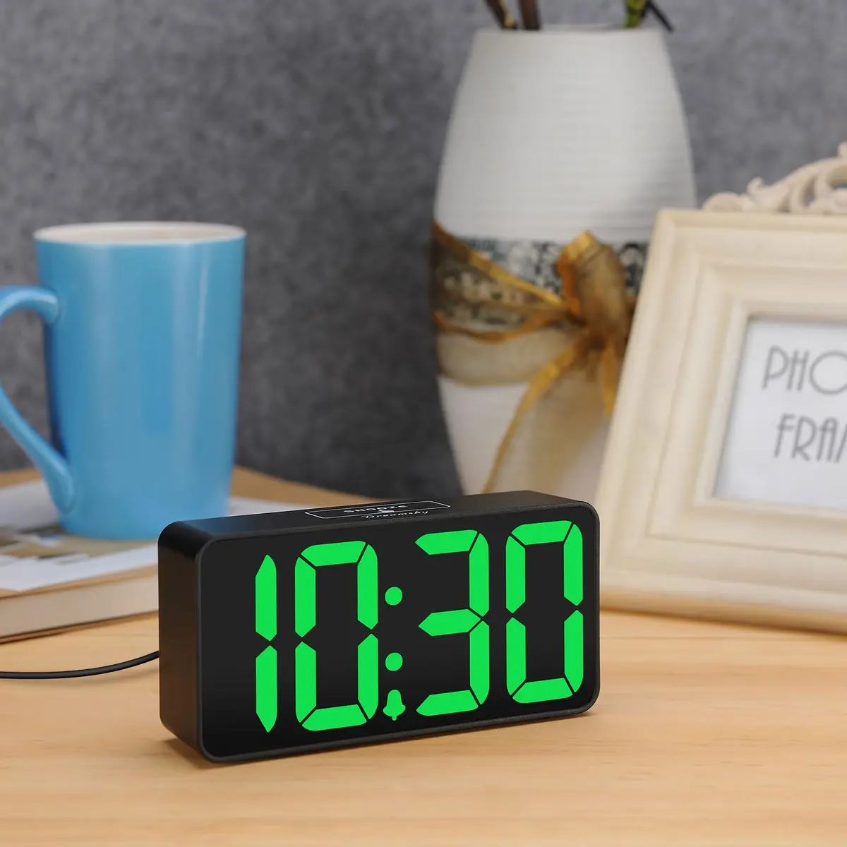 DreamSky Small Digital Alarm Clock with Large Green LED Numbers & USB Charging Port | Bedside Table Clock with Dimmer & Snooze - view 5