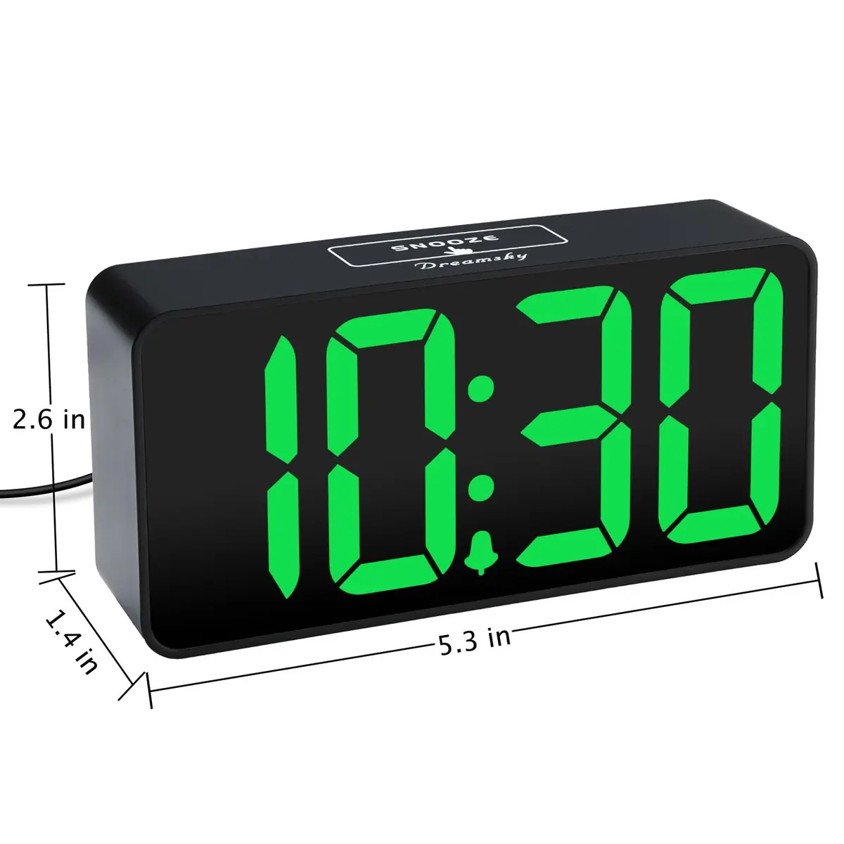 DreamSky Small Digital Alarm Clock with Large Green LED Numbers & USB Charging Port | Bedside Table Clock with Dimmer & Snooze - view 7
