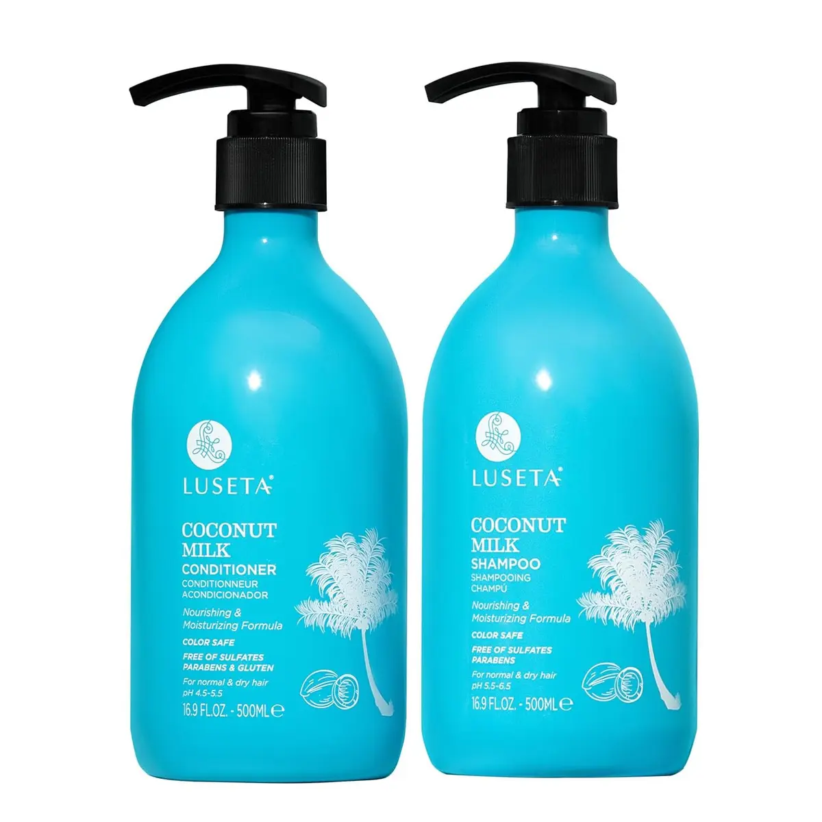 L LUSETA Coconut Oil Shampoo and Conditioner for Dry Hair 16.9oz*2 | Nourishing Hydration with Natural Oils - main product image