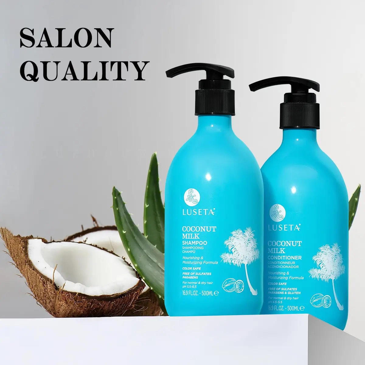 L LUSETA Coconut Oil Shampoo and Conditioner for Dry Hair 16.9oz*2 | Nourishing Hydration with Natural Oils - view 3