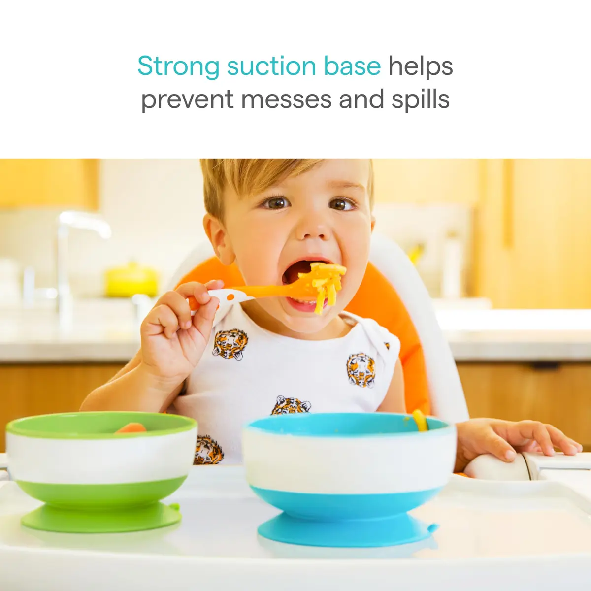 Munchkin Stay Put Suction Bowls for Baby and Toddler, 3 Pack, Blue/Green/Purple | BPA-Free Silicone Feeding Bowls for Infants 6+ Months - view 2