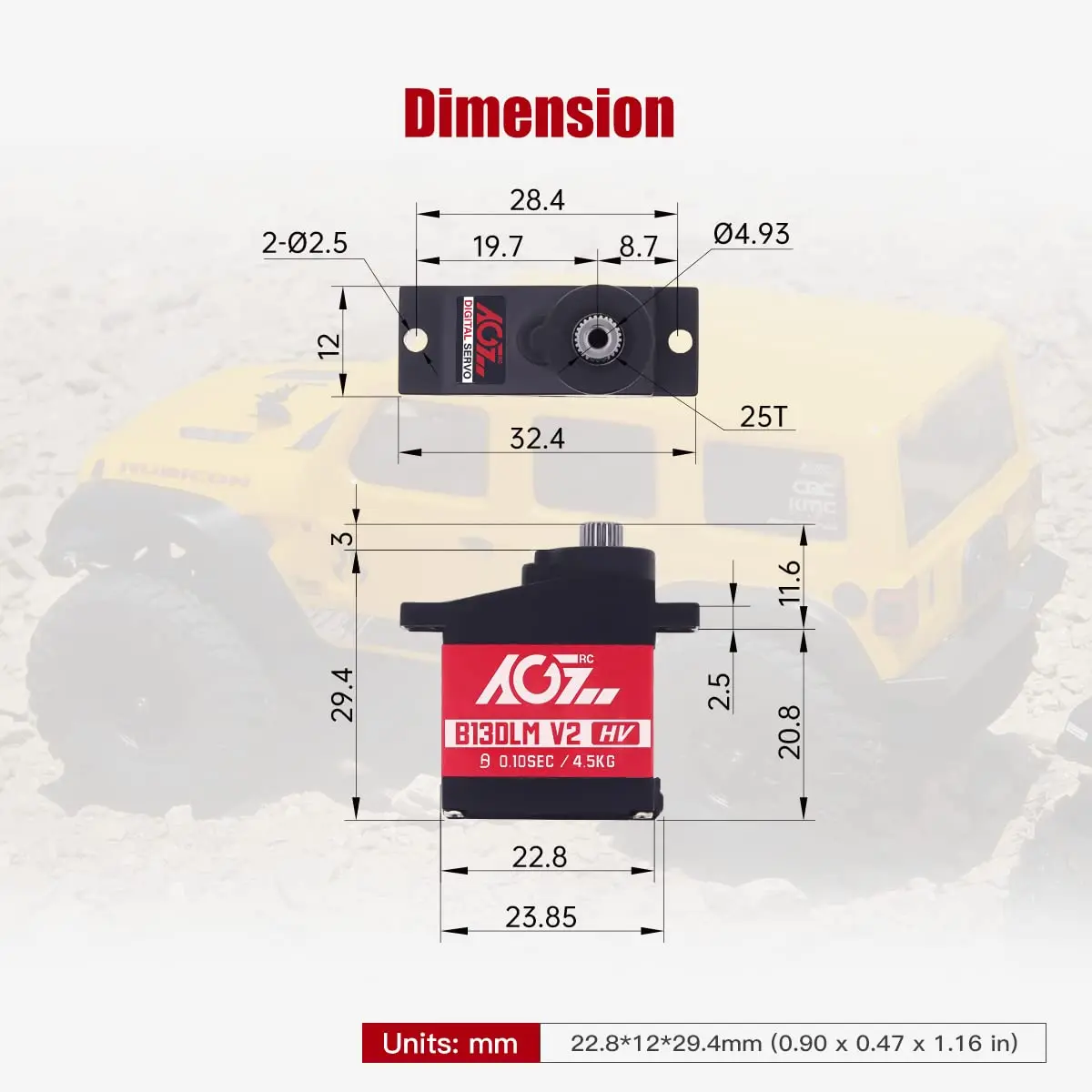 AGFRC 4.5kg Titanium Gear Sub-Micro RC Servo (B13DLM V2) | High Precision Digital Micro Servo for RC Vehicles - view 5