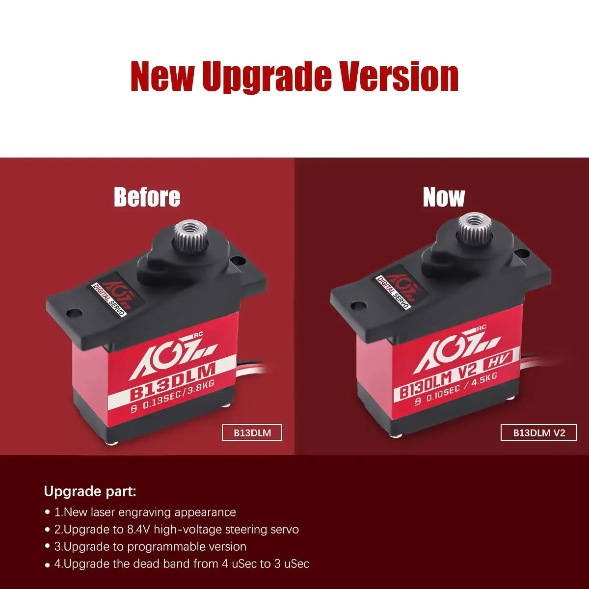 AGFRC 4.5kg Titanium Gear Sub-Micro RC Servo (B13DLM V2) | High Precision Digital Micro Servo for RC Vehicles - view 2