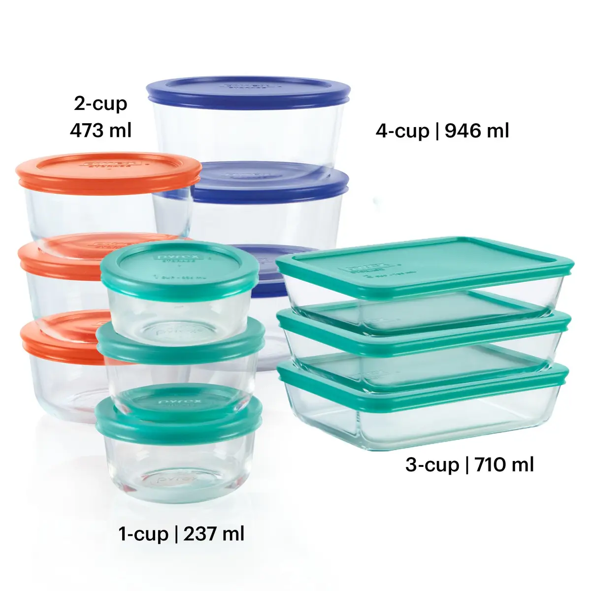 Pyrex Simply Store Glass Food Storage Containers Set 12-Pack | Airtight & Leak Resistant for Kitchen Pantry - view 2