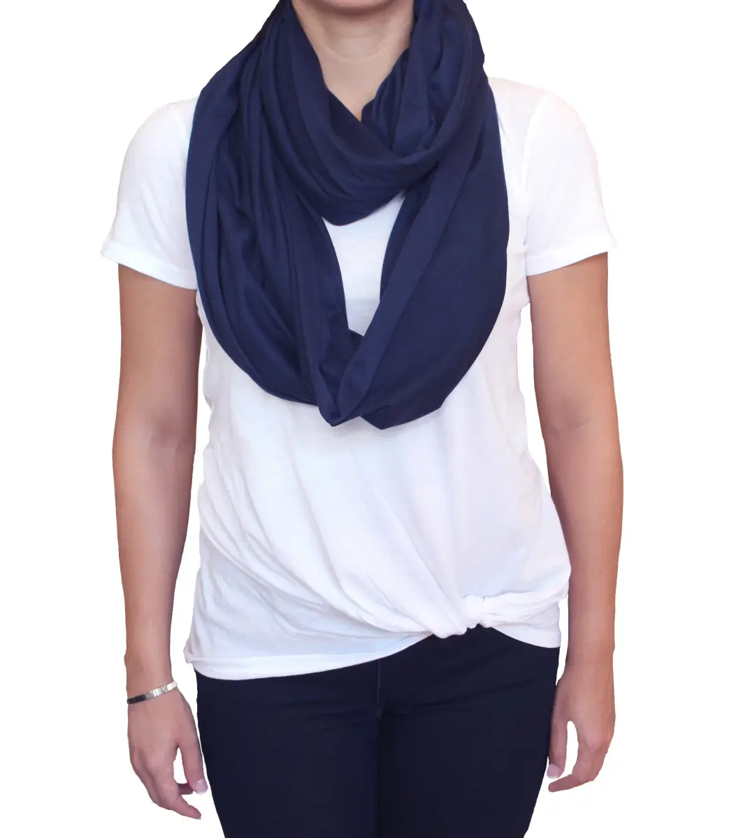 LK Baby Nursing Scarf for Breastfeeding Privacy Cover Infinity Scarf Soft, Navy Blue - view 7