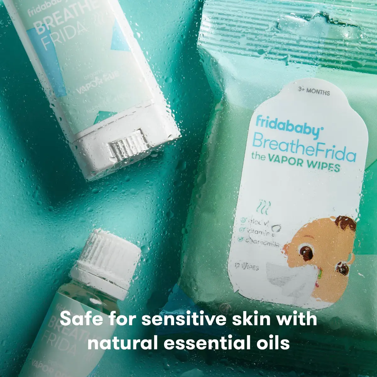 Frida Baby Breathe Easy Kit, 3-Piece Sick Day Essentials Set with Vapor Wipes, Rub & Drops | Natural Congestion Relief for Infants - view 5