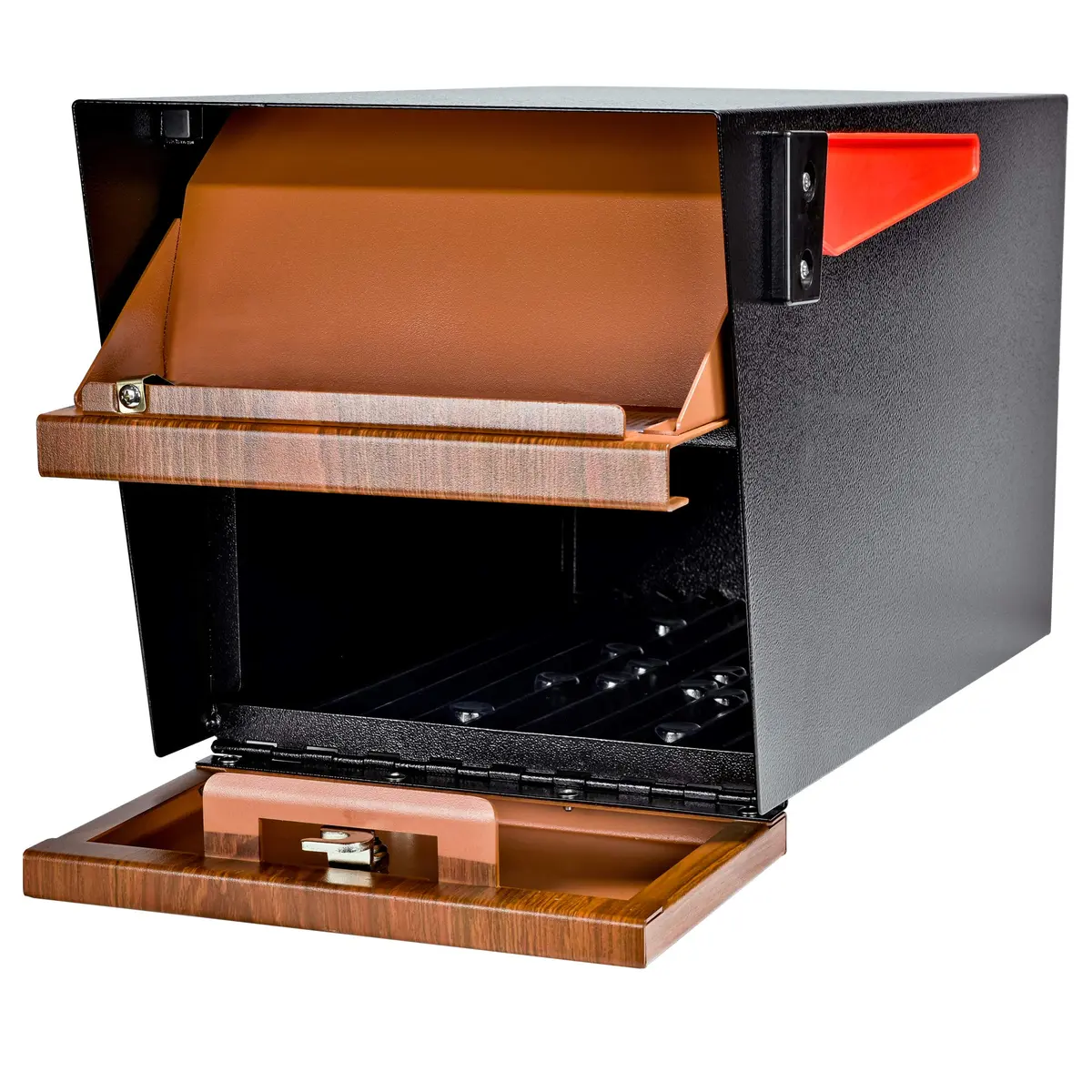 Mail Boss Mail Manager Locking Post Mount Mailbox | USPS Approved, Wood Grain Finish, Heavy-Gauge Steel - view 9