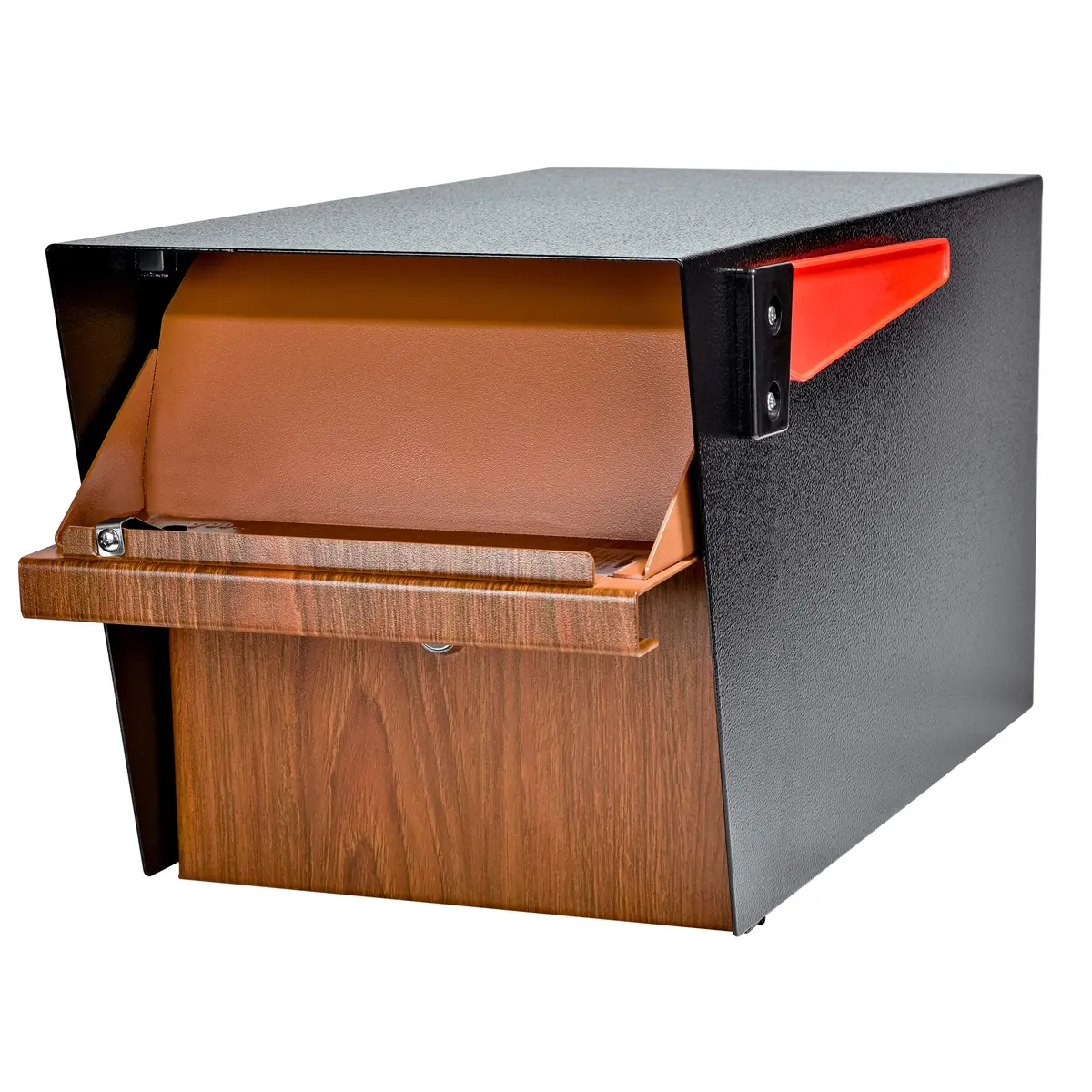 Mail Boss Mail Manager Locking Post Mount Mailbox | USPS Approved, Wood Grain Finish, Heavy-Gauge Steel - view 3