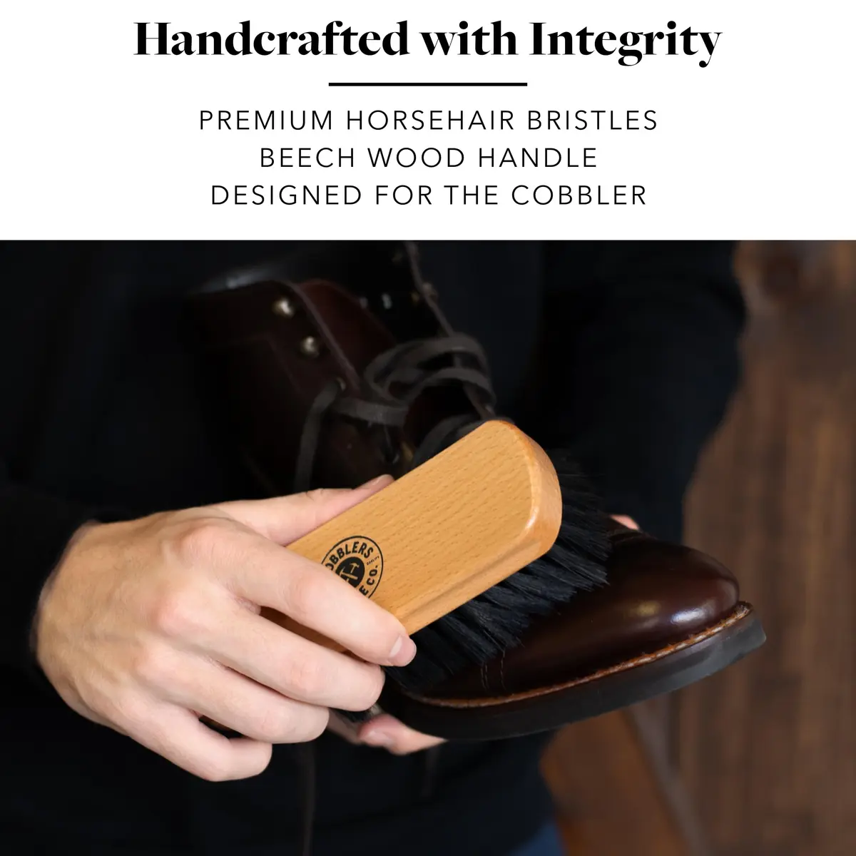 Cobbler's Choice Horsehair Shoe Brush - Premium Shoe Shine & Polish Brush for Leather, Tan (1-Pack) - view 4