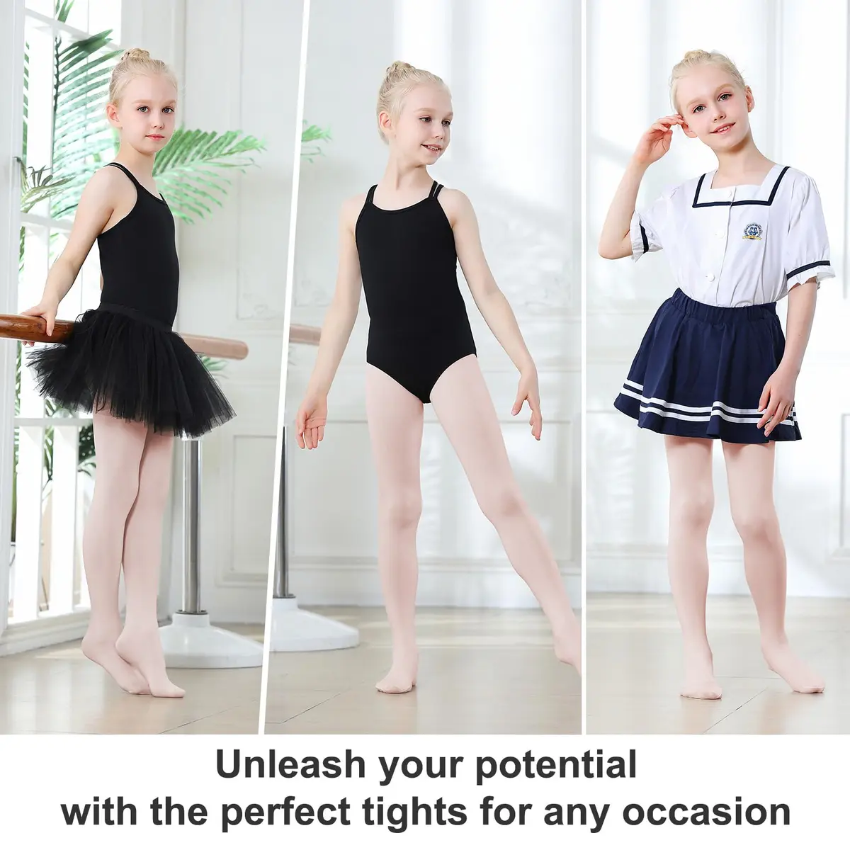 DIPUG Girls Ballet Tights Size 5-8 Years | Soft, Durable & Breathable Pink Footed Dancewear - view 5