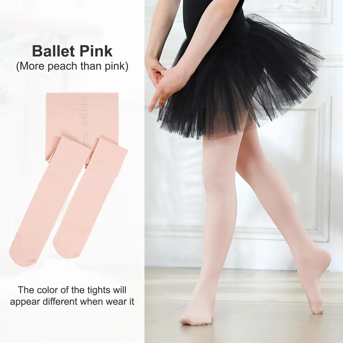 DIPUG Girls Ballet Tights Size 5-8 Years | Soft, Durable & Breathable Pink Footed Dancewear - view 2