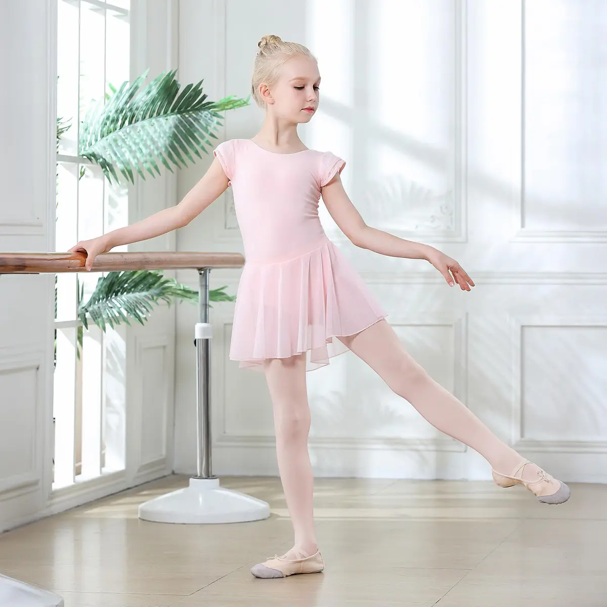 DIPUG Girls Ballet Tights Size 5-8 Years | Soft, Durable & Breathable Pink Footed Dancewear - view 3