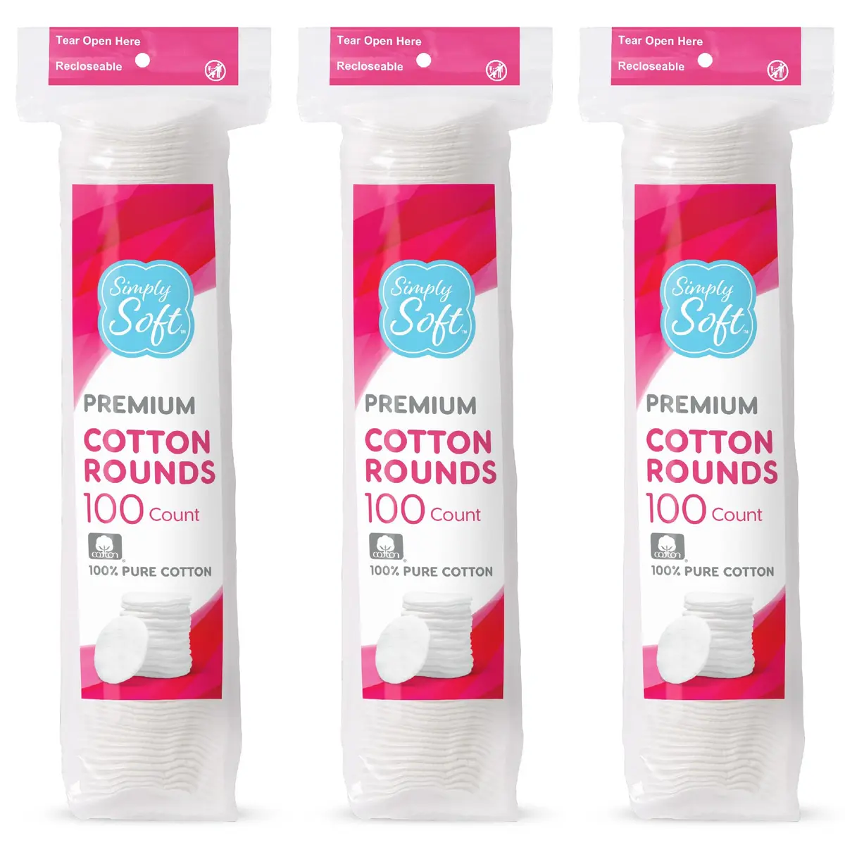 Simply Soft Cotton Rounds 300 Count | 4-Layer, Absorbent, Lint-Free for Makeup & Skincare - main product image