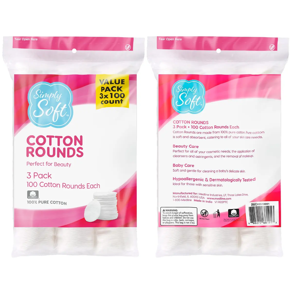 Simply Soft Cotton Rounds 300 Count | 4-Layer, Absorbent, Lint-Free for Makeup & Skincare - view 8