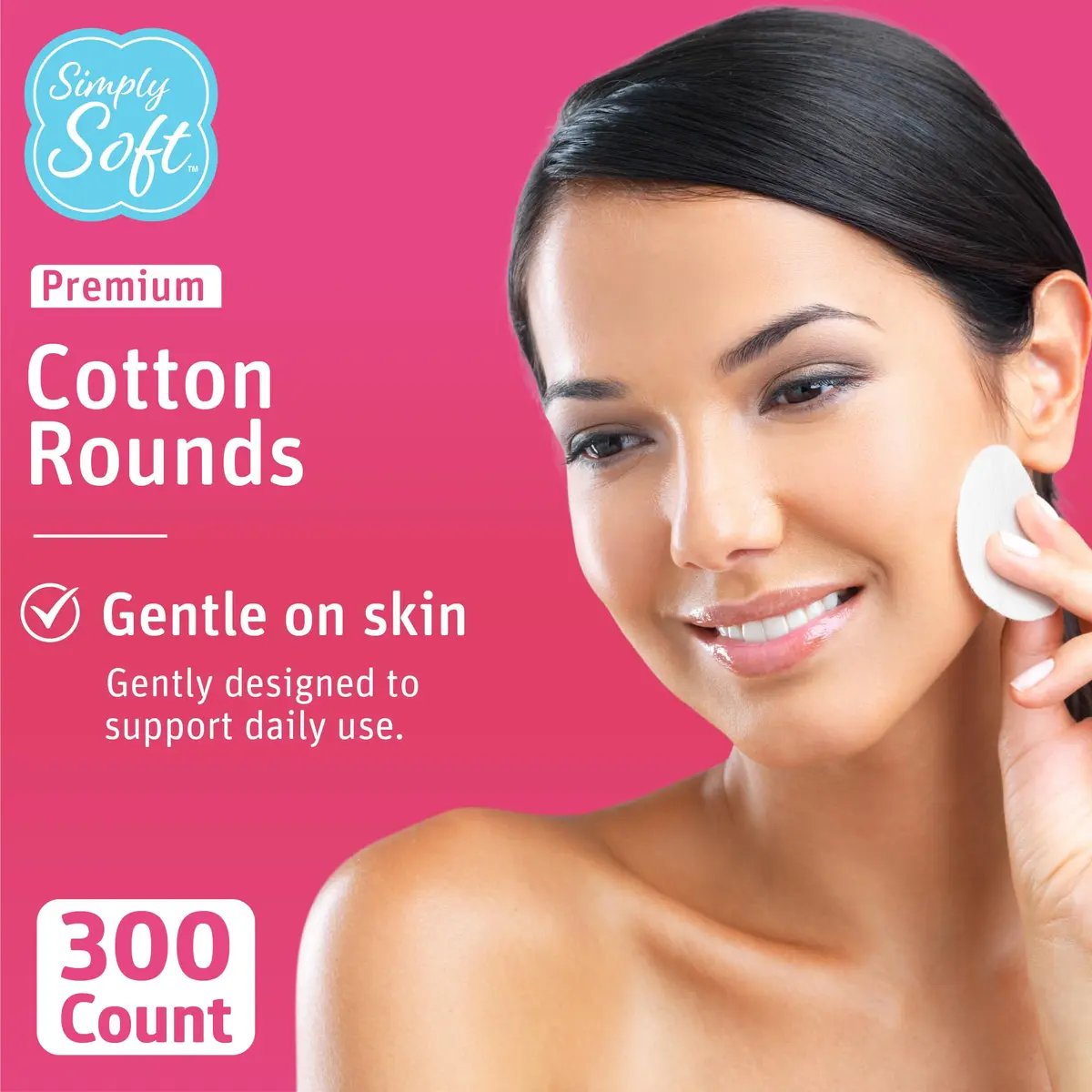 Simply Soft Cotton Rounds 300 Count | 4-Layer, Absorbent, Lint-Free for Makeup & Skincare - view 2
