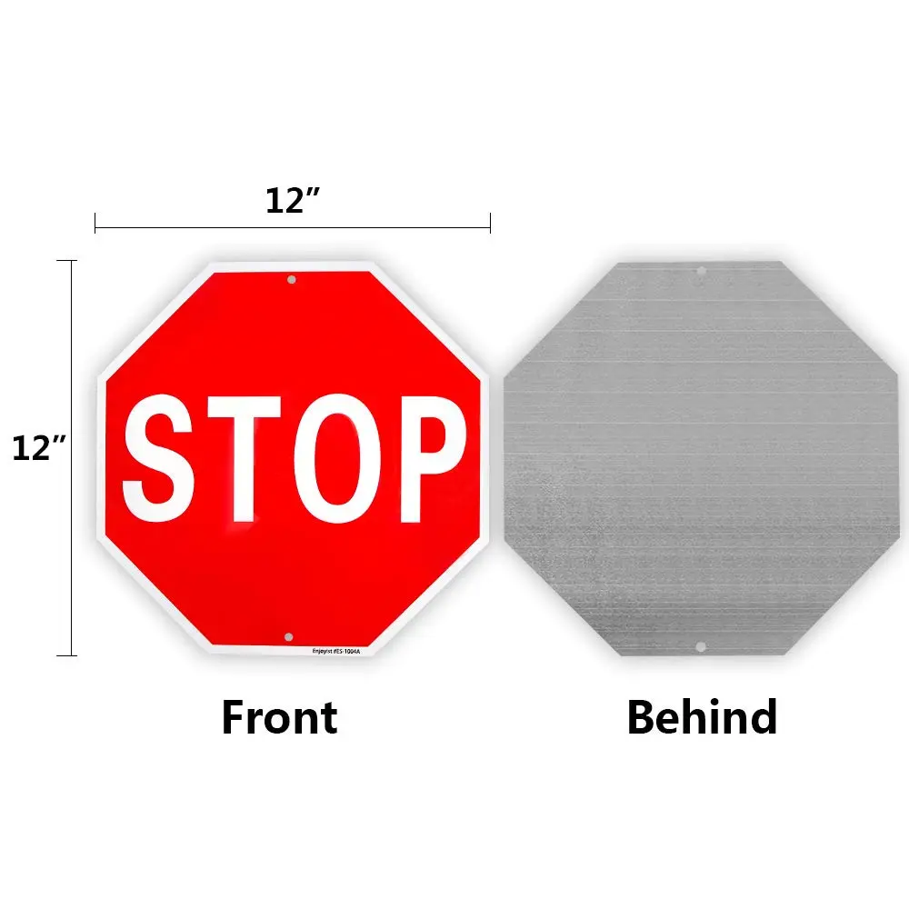 Enjoyist Stop Sign 12" x 12" (30cm x 30cm) 40 Mil Rust-Free Aluminum | Reflective UV Protected Weatherproof Warning Sign - view 2