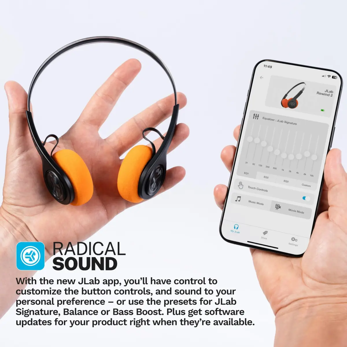 JLab Rewind 2 Retro Wireless On-Ear Headphones | 20+ Hour Playtime, EQ3 Sound, Google Fast Pair - view 5