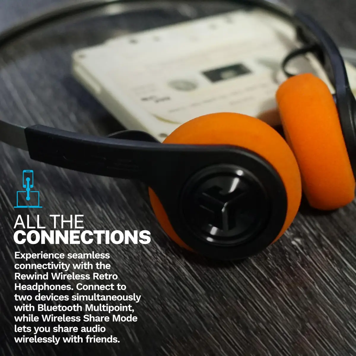 JLab Rewind 2 Retro Wireless On-Ear Headphones | 20+ Hour Playtime, EQ3 Sound, Google Fast Pair - view 4