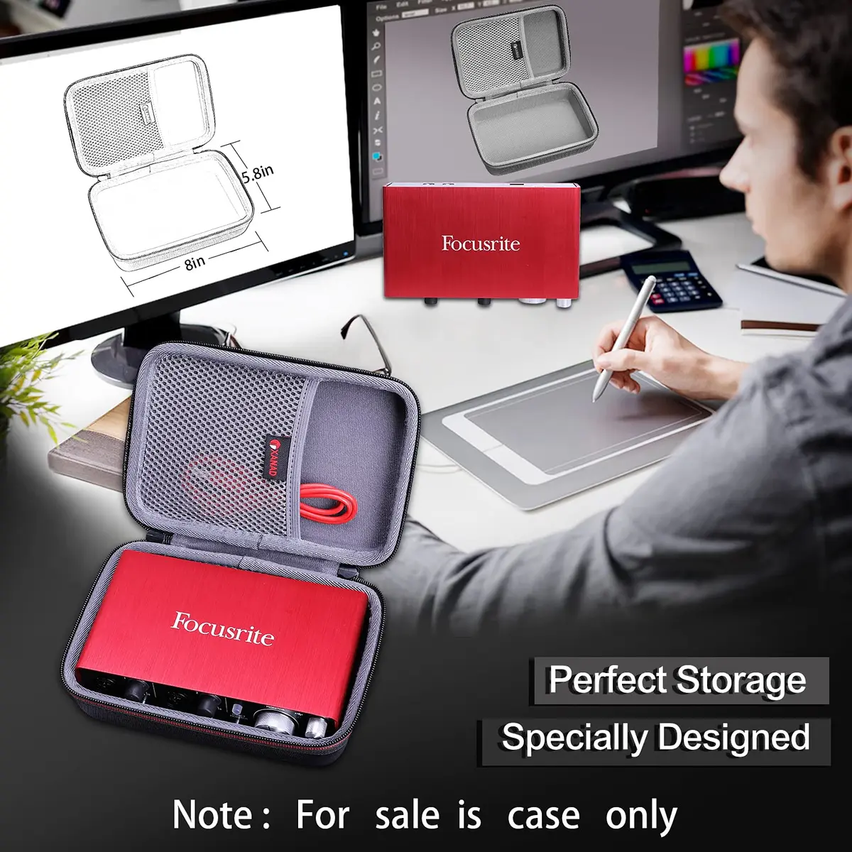 XANAD Hard Case for Focusrite Scarlett Solo/2i2 3rd Gen Audio Interface | Durable Shockproof Design - view 2