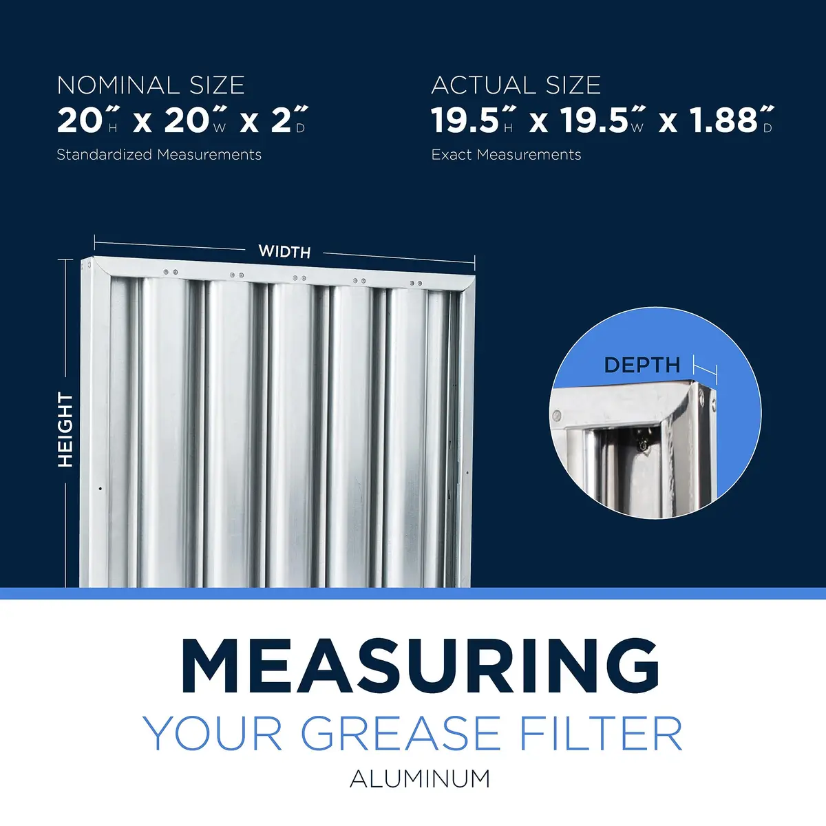 Kleen-Gard Aluminum Commercial Kitchen Hood Filter, 19.5H x 19.5W | 94% Grease Removal Efficiency - view 2