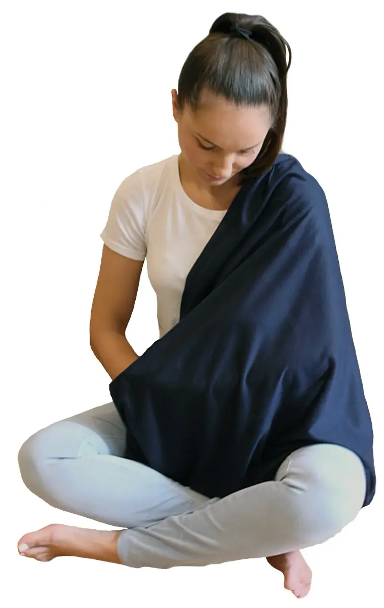 LK Baby Nursing Scarf for Breastfeeding Privacy Cover - 2 Pack Grey & Blue | Breathable Jersey Fabric - view 2