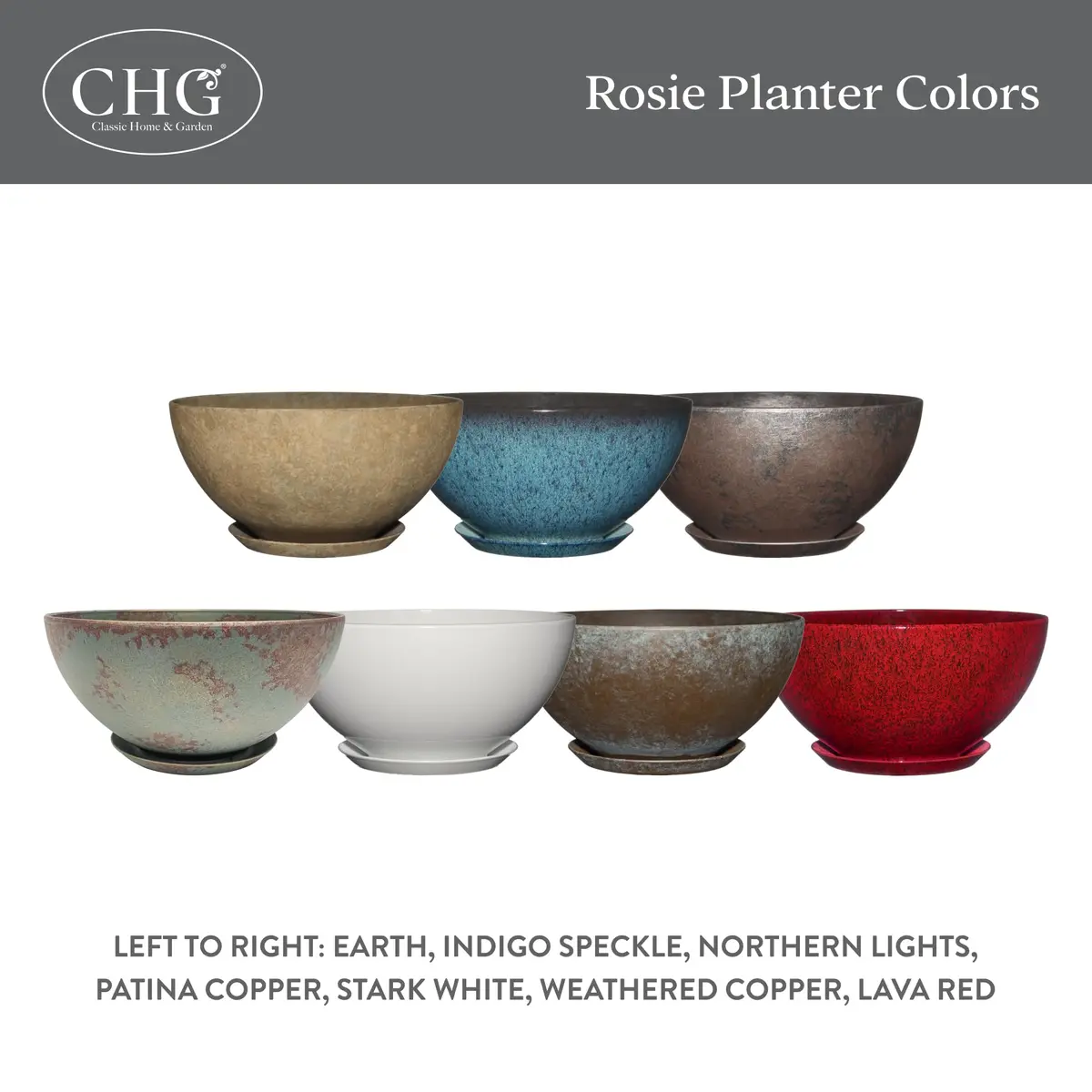 Classic Home & Garden GROWSCAPE Rosie Planter Bowl, 10” Earth | Weather-Resistant Resin with Drainage - view 6