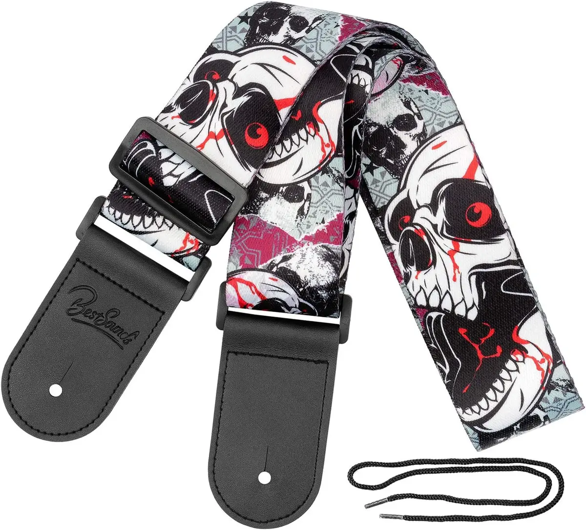 BestSounds Skull Guitar Strap & Leather Ends | Adjustable 85-150cm | Comfortable & Durable - main product image