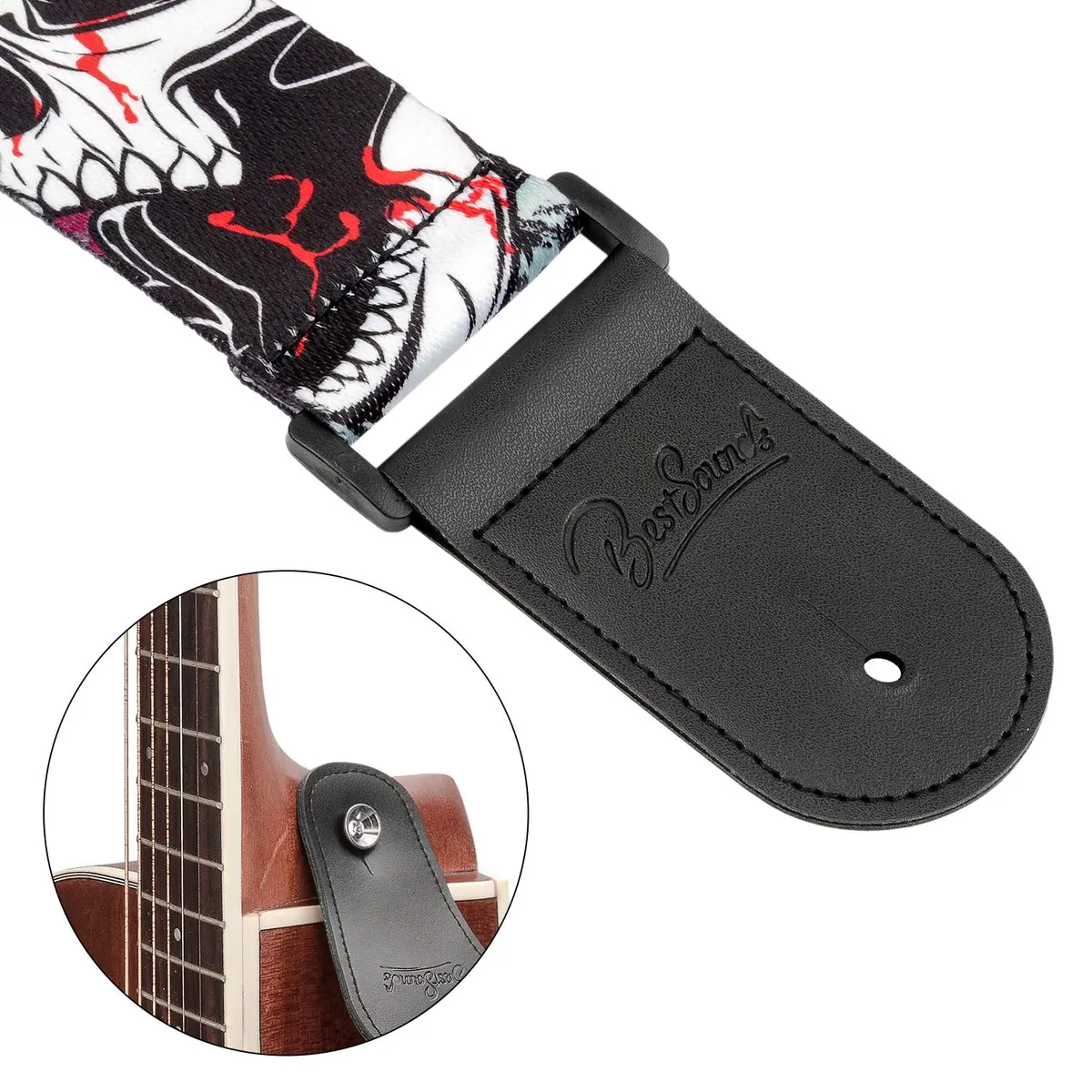 BestSounds Skull Guitar Strap & Leather Ends | Adjustable 85-150cm | Comfortable & Durable - view 4