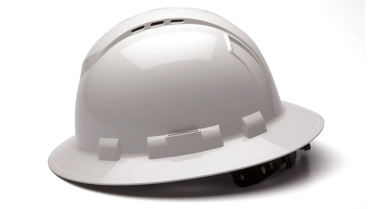 Ridgeline Full Brim Vented Hard Hat with 4-Point Ratchet Suspension, White | ANSI Z89.1 Type I Class C - view 3