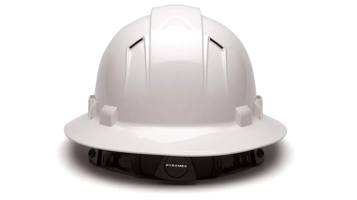 Ridgeline Full Brim Vented Hard Hat with 4-Point Ratchet Suspension, White | ANSI Z89.1 Type I Class C - view 4