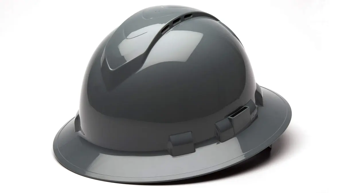 Ridgeline Full Brim Hard Hat 4 Point Ratchet Slate Gray | Vented Construction Helmet with ANSI Z89.1 Type I Class C - main product image
