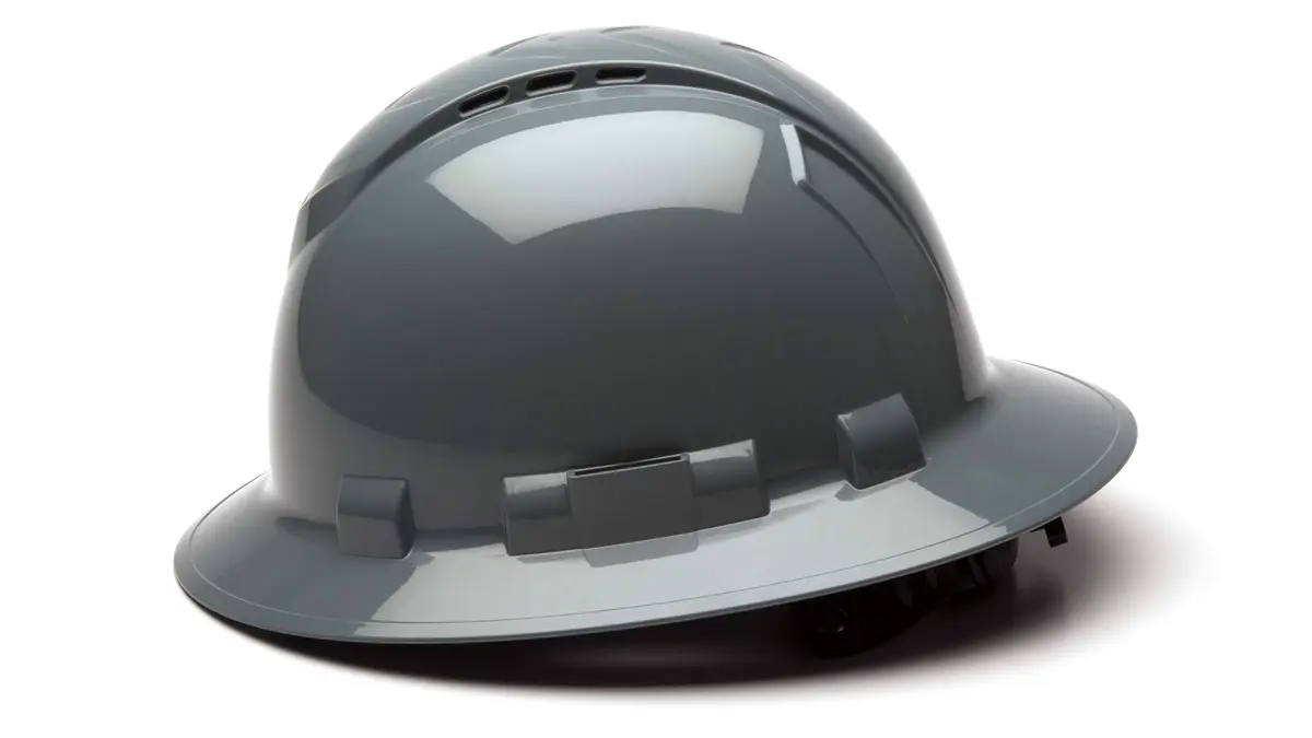 Ridgeline Full Brim Hard Hat 4 Point Ratchet Slate Gray | Vented Construction Helmet with ANSI Z89.1 Type I Class C - view 3