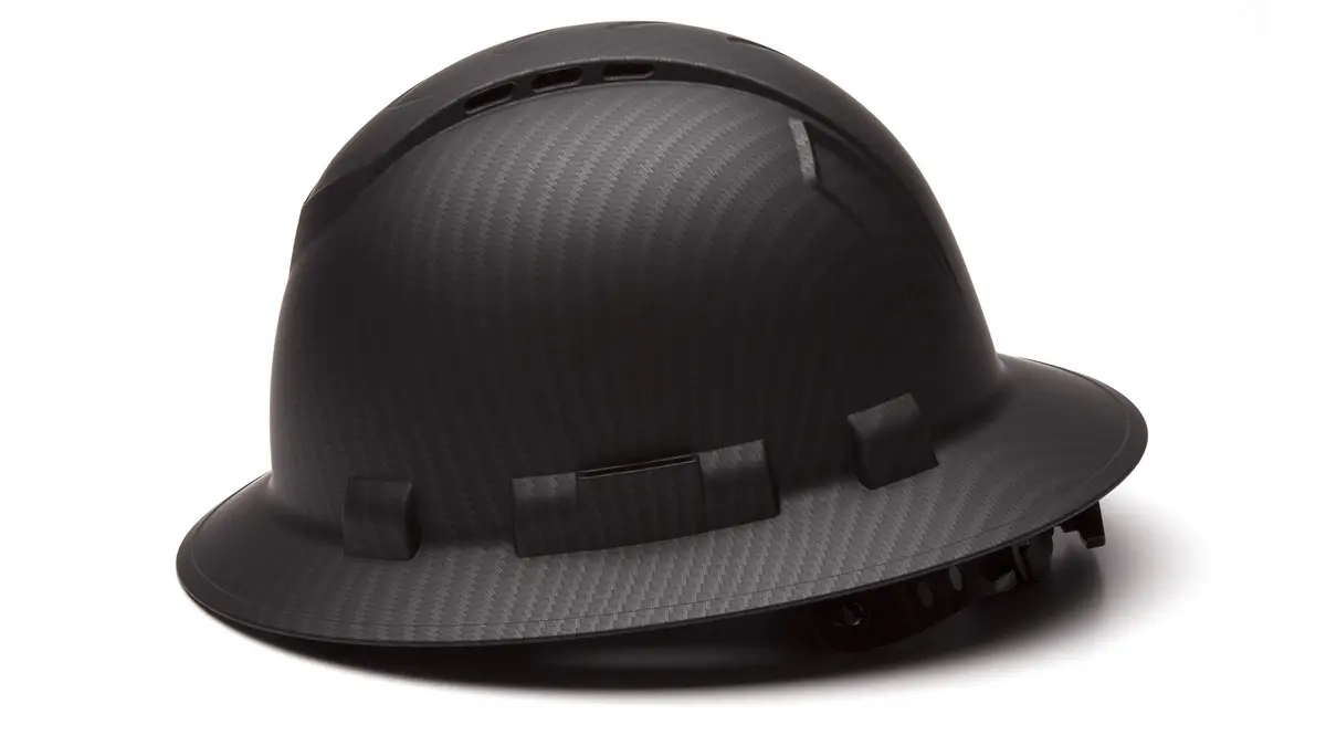 Ridgeline Matte Black Graphite Pattern Full Brim Vented Hard Hat with 4-Point Ratchet Suspension (25.4 cm L x 22.9 cm W x 17.8 cm H) - view 4