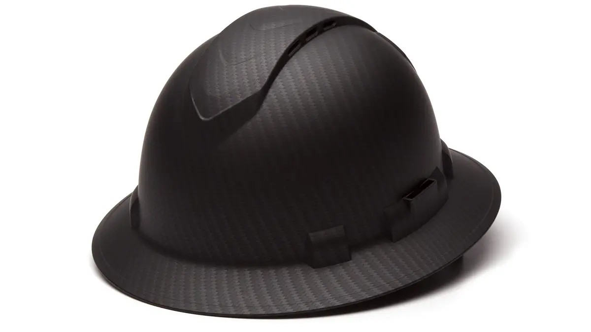 Ridgeline Matte Black Graphite Pattern Full Brim Vented Hard Hat with 4-Point Ratchet Suspension (25.4 cm L x 22.9 cm W x 17.8 cm H) - main product image