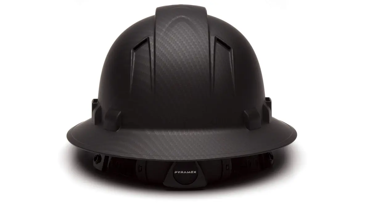Ridgeline Matte Black Graphite Pattern Full Brim Vented Hard Hat with 4-Point Ratchet Suspension (25.4 cm L x 22.9 cm W x 17.8 cm H) - view 3
