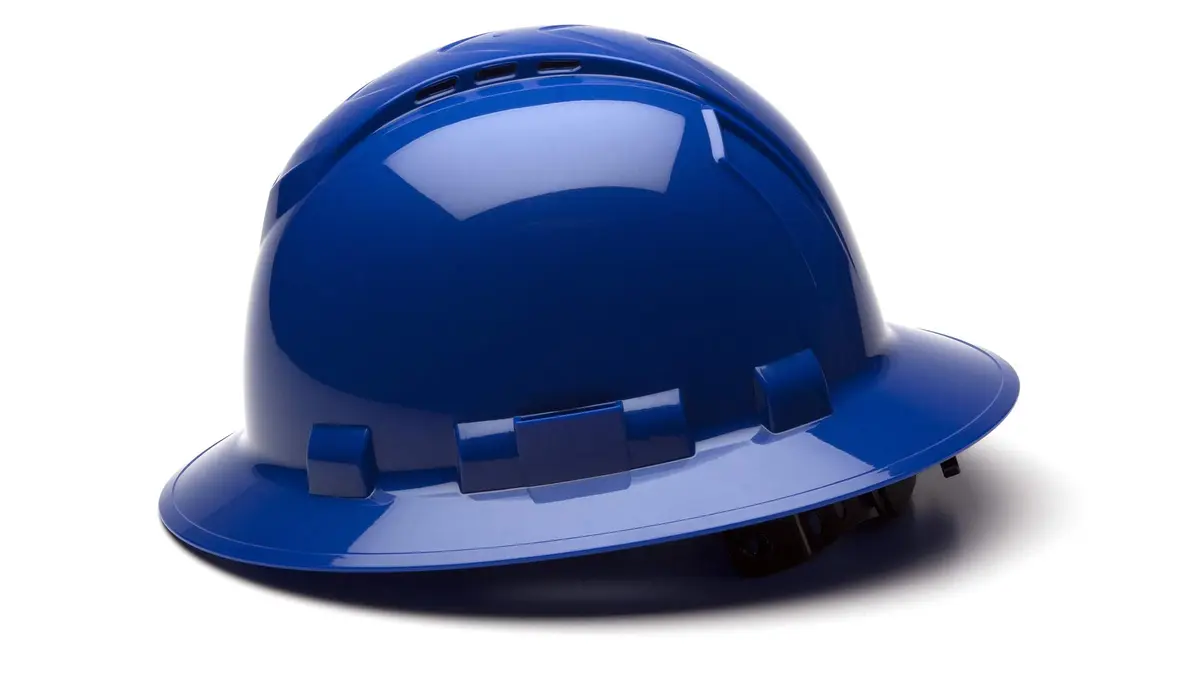 Ridgeline Blue Full Brim Vented Hard Hat with 4-Point Ratchet Suspension | ANSI Z89.1 Type 1 Class C - view 3
