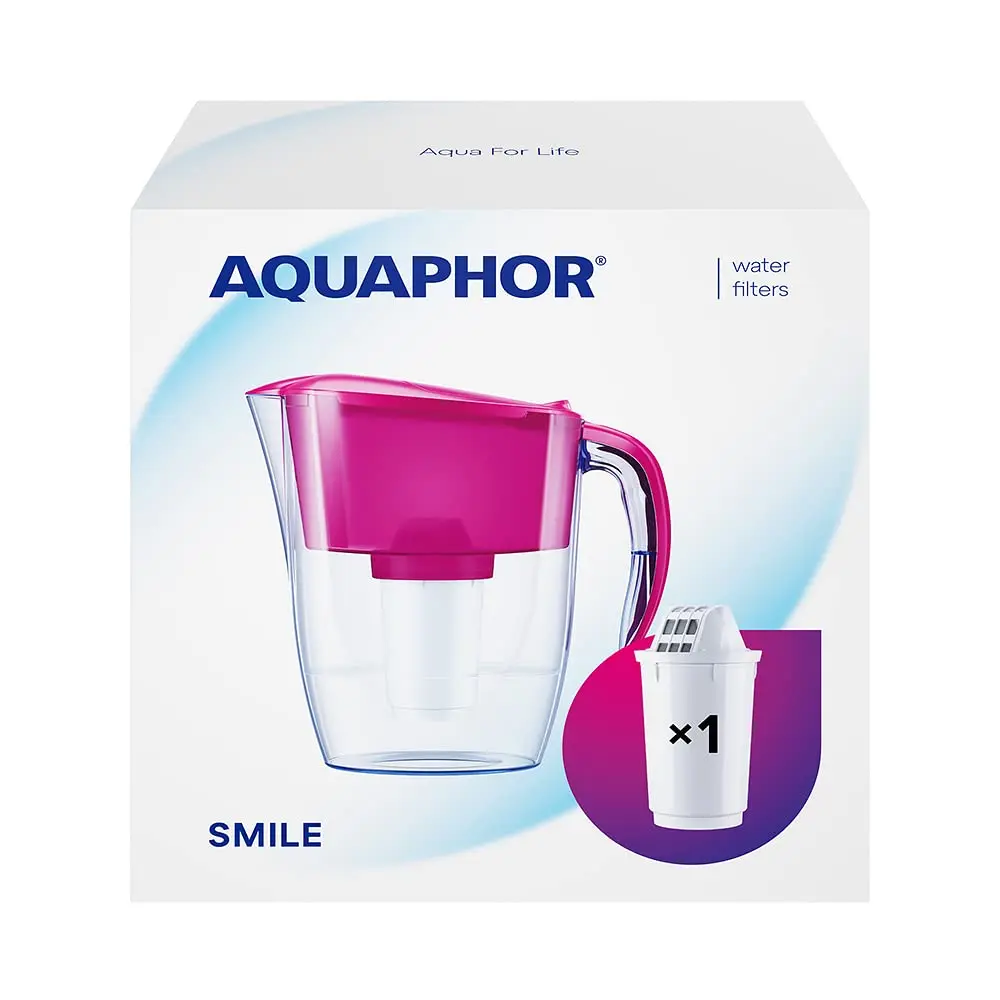 AQUAPHOR Smile Water Filter Jug - 2.9L | Magnesium Enriched, Space-Saving, Fits Fridge Door - main product image