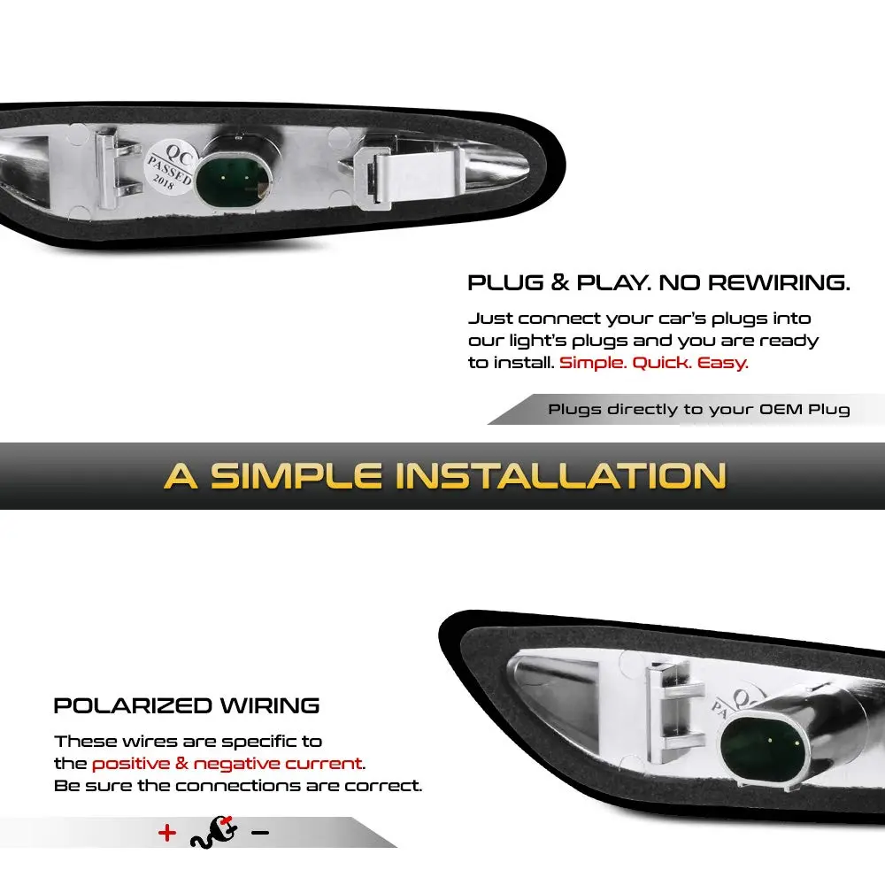 VIPMOTOZ Dark Smoked Lens Full LED Side Marker Light for BMW E82 E88 E90 E91 E92 E93 E60 E61 E83 | Bright, Plug & Play - view 4
