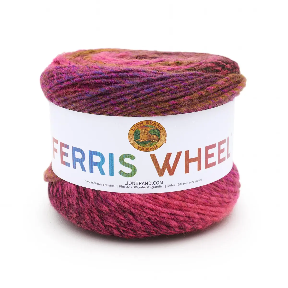 Lion Brand Yarn Muticolor Ferris Wheel Yarn Pink Marmalade | Self-Striping Acrylic for Knitting & Crocheting - main product image