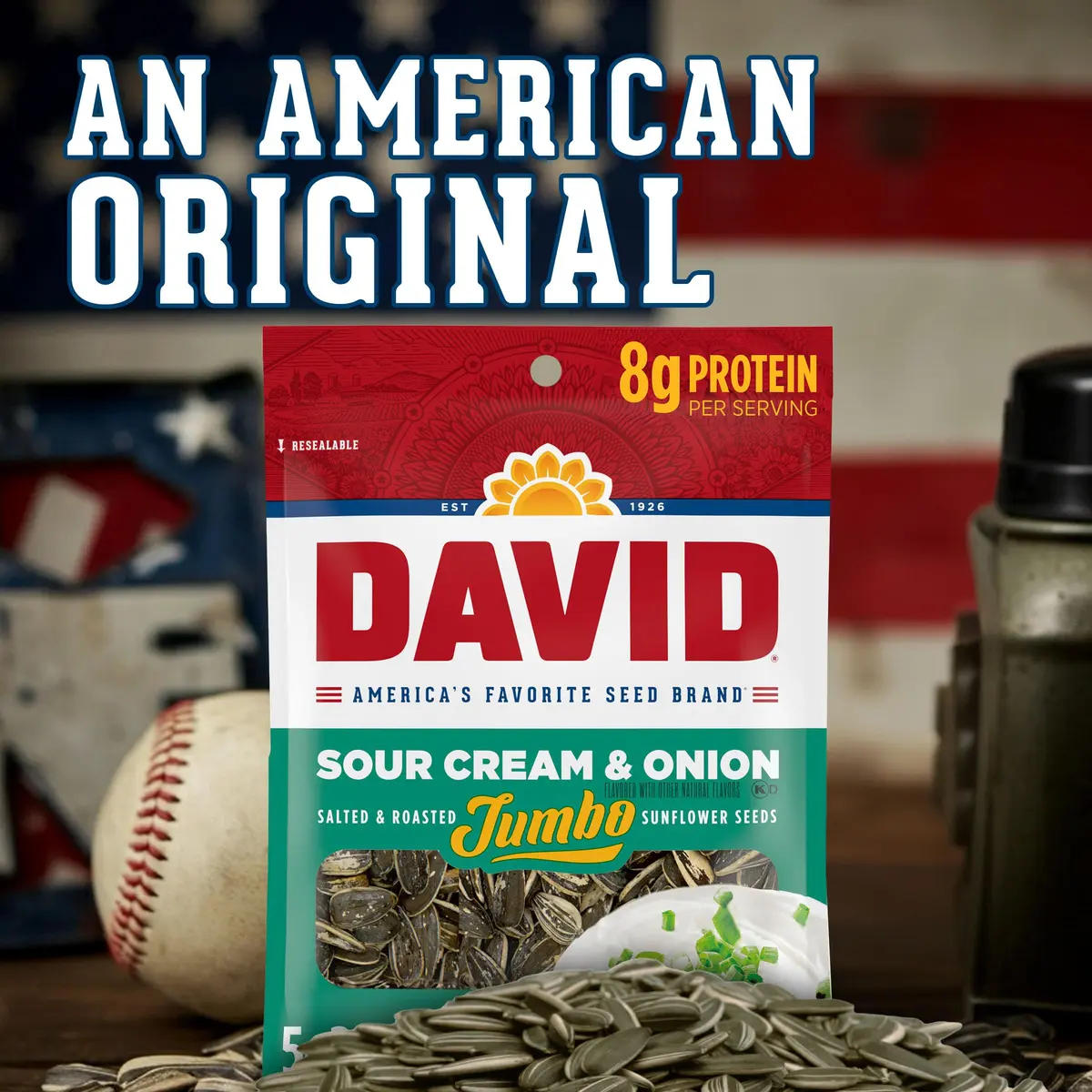 David Sour Cream & Onion Jumbo Sunflower Seeds 5.25oz | Keto Friendly, Resealable Bag (Pack of 12) - view 5