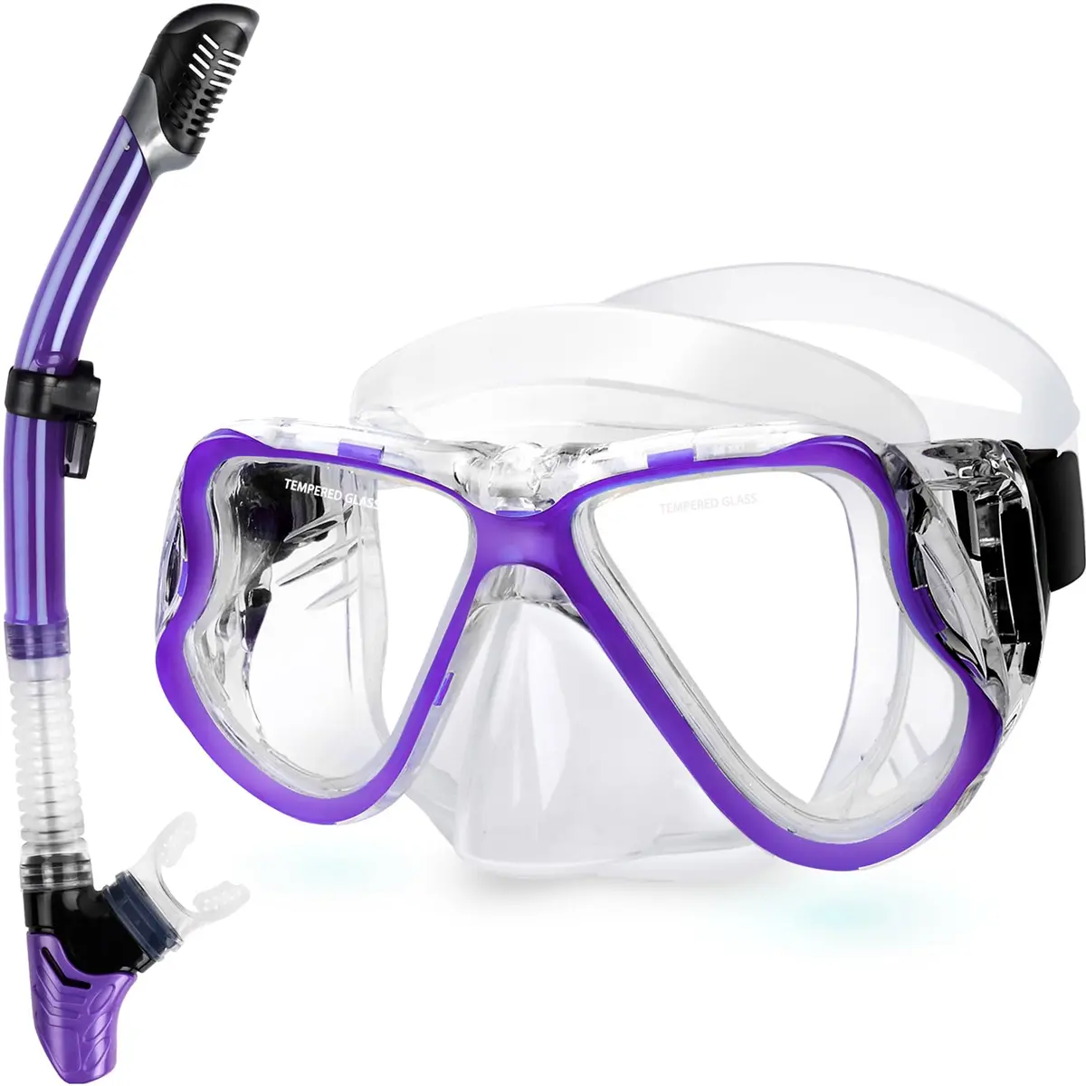 Greatever Snorkeling Gear for Adults Kids | Panoramic Anti-Fog Dry Snorkel Mask Set - main product image