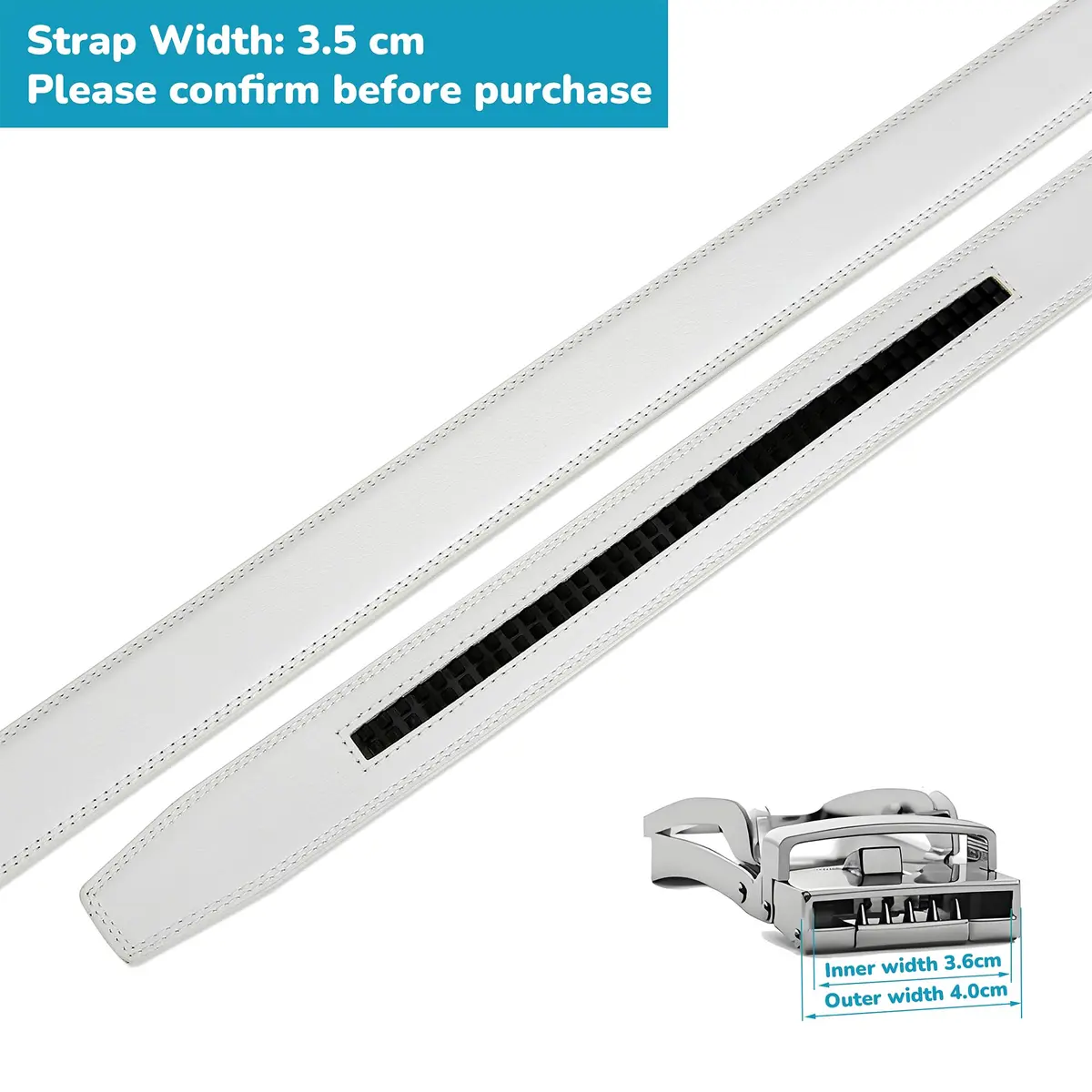 Nelbons 35mm/1 3/8" Men's Ratchet Belt Strap | Fits 40mm Buckles, Leather, Adjustable - view 3