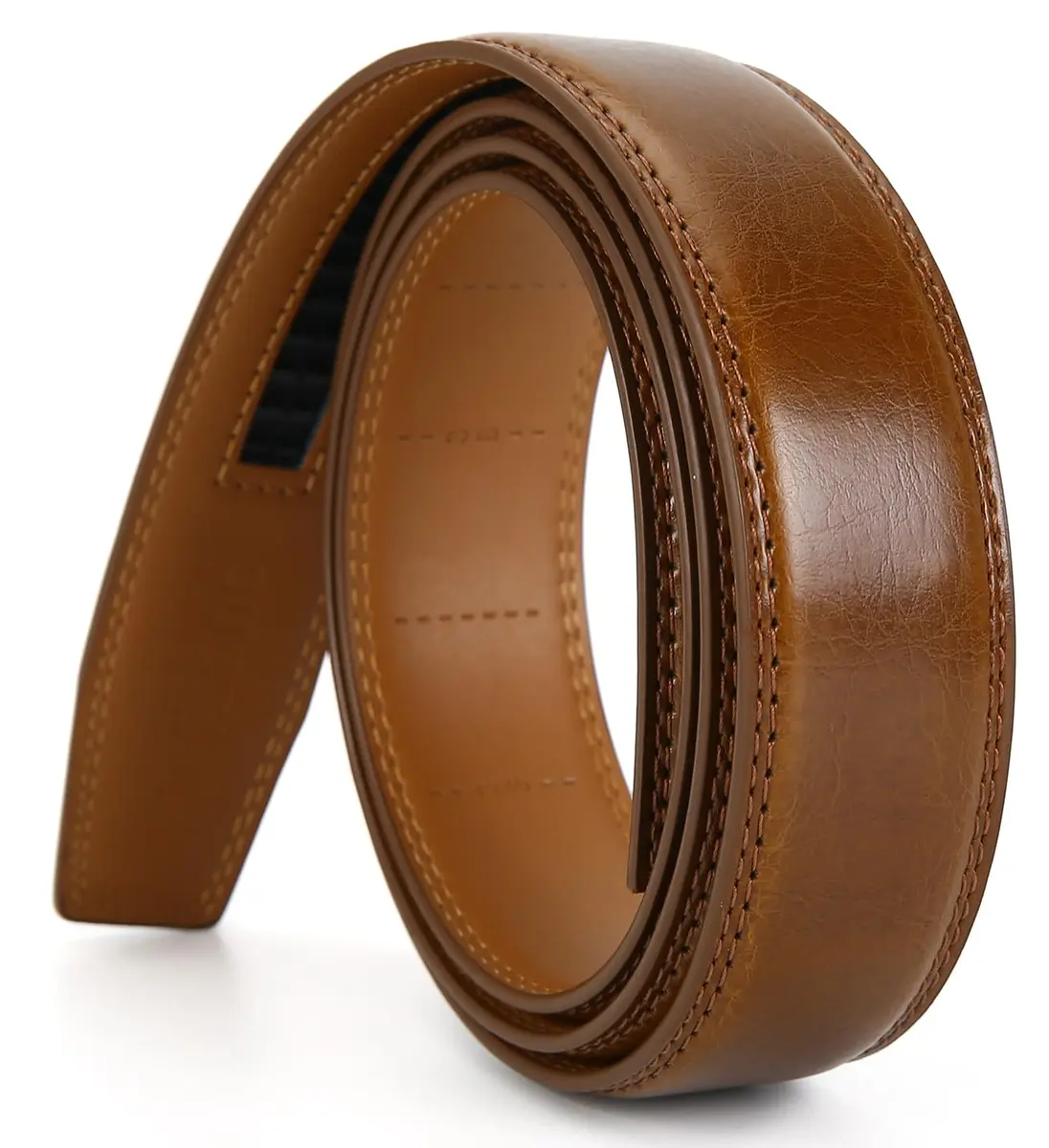 Nelbons Men's Ratchet Belt Strap Only 35mm (1.38") | Brown Genuine Leather, Cut-to-Fit Strap for 40mm Buckles - main product image